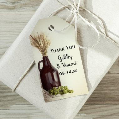 Growler, Hops and Wheat Brewery Wedding Favor Tags