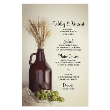 Growler, Hops and Wheat Brewery Wedding Menu