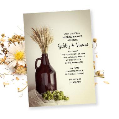 Growler, Hops and Wheat Brewery Wedding Shower Invitations