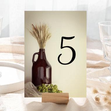 Growler, Hops and Wheat Brewery Wedding Table Number