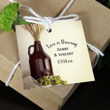 Growler, Hops and Wheat Love is Brewing Wedding Favor Tags