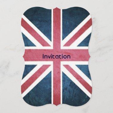Grunge United kingdom british union jack flag Invitations