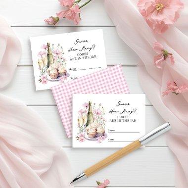 Guess How Many Champagne Pink Flower Bridal Shower Enclosure Invitations