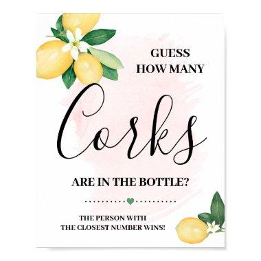 Guess How Many Corks Lemons Pink Shower Game Poster