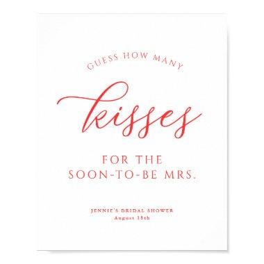 Guess How Many Kisses Bright Coral Shower Game Poster