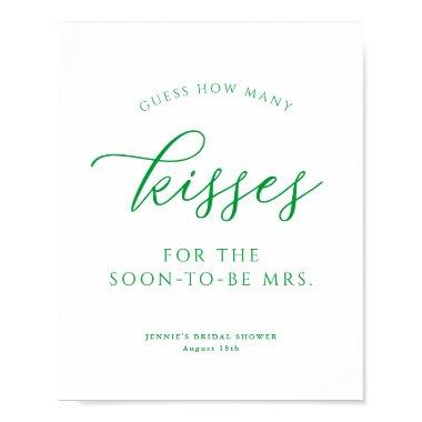 Guess How Many Kisses Bright Green Shower Game Poster