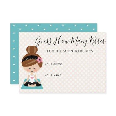 Guess How Many Kisses Brunette Yoga Bridal Shower Enclosure Invitations