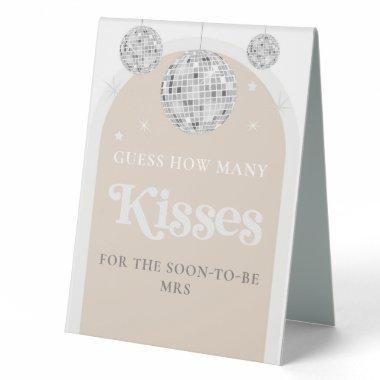 Guess how many kisses Disco Ball Bridal Shower Table Tent Sign