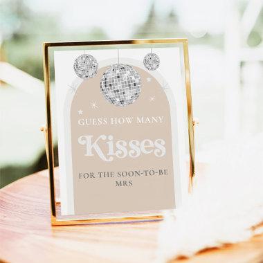 Guess how many kisses Disco Bridal Shower Game Poster