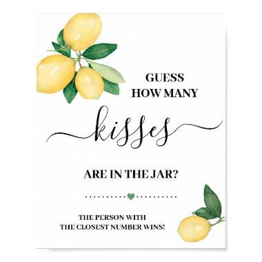Guess How Many Kisses Lemons Shower Game Sign