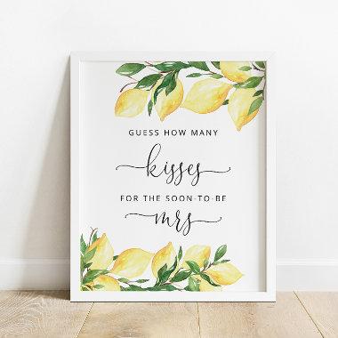 Guess How Many Kisses Lemons Shower Game Sign