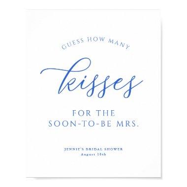 Guess How Many Kisses Royal Blue Shower Game Poster