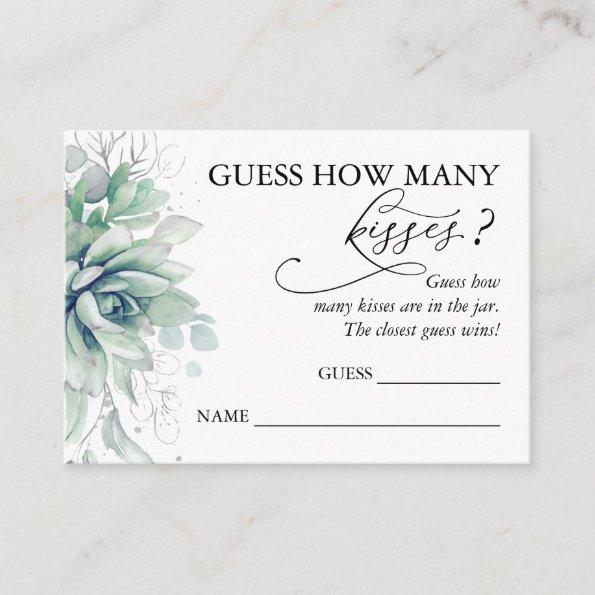 Guess How Many Kisses Succulents Game Invitations