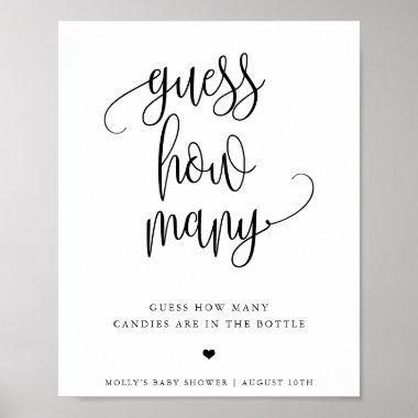 Guess How Many Minimalist Calligraphy Game Display Poster