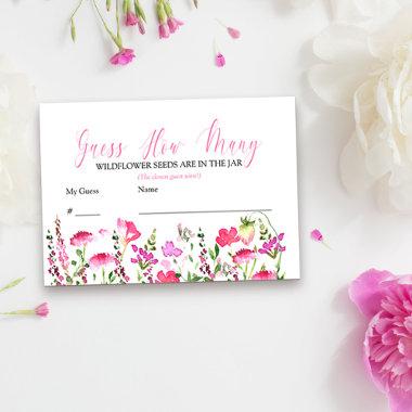 Guess How Many Pink Wildflower Guessing Game Invitations