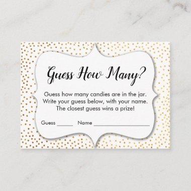 Guess How Many? White w/ Gold Confetti Game Invitations