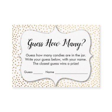 Guess How Many? White w/ Gold Confetti Game Invitations