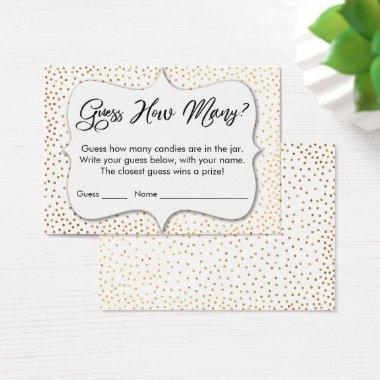 Guess How Many? White w/ Gold Confetti Game Invitations