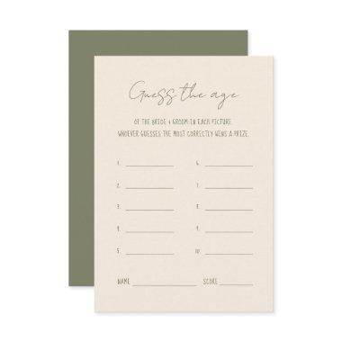 Guess The Age How Old Was The Bride Bridal Shower Advice Card
