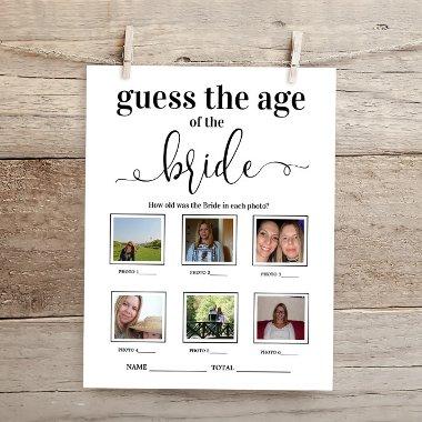 Guess the age of the Bride Bridal Shower Game