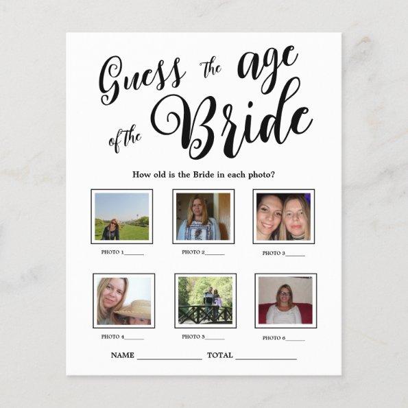 Guess the age of the Bride Bridal Shower Game