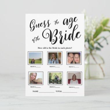 Guess the age of the Bride Bridal Shower Game Invitations