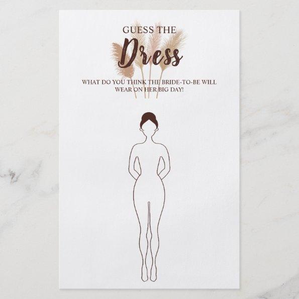 Guess the Dress Pampas Bridal Shower Game Invitations Flyer