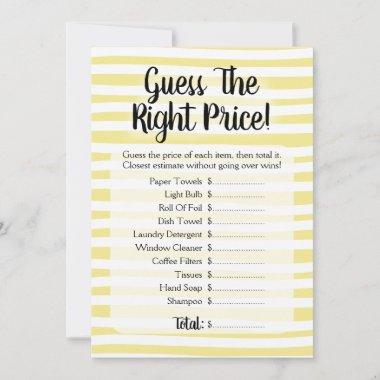 Guess The Price Bridal Shower Game Yellow White Invitations