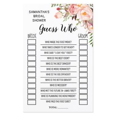 Guess who bridal shower english spanish game