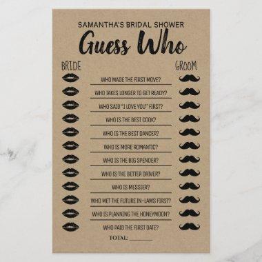 Guess who bridal shower english spanish game