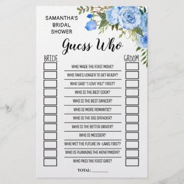 Guess who bridal shower english spanish game Invitations flyer