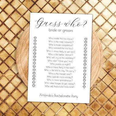 Guess Who Bride Or Groom Bachelorette Party Game Invitations