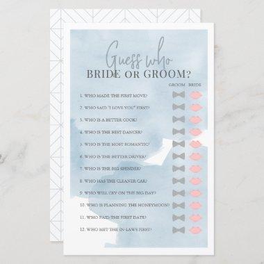 Guess Who Bride or Groom Blue Bridal Shower Game