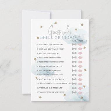 Guess Who Bride or Groom Blue Bridal Shower Game Invitations