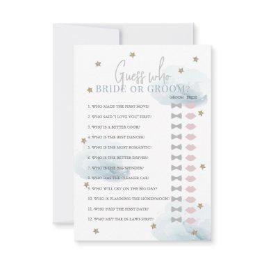 Guess Who Bride or Groom Blue Bridal Shower Game Invitations