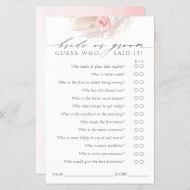Guess Who Bride or Groom - Boho Game Invitations