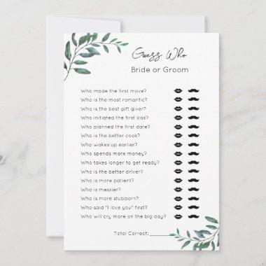 Guess Who- Bride or Groom- Bridal Shower Game Holiday Invitations