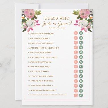 Guess Who Bride or Groom Bridal Shower Game Invitations