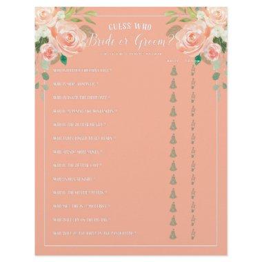 Guess Who Bride or Groom  Game Peach Flyer