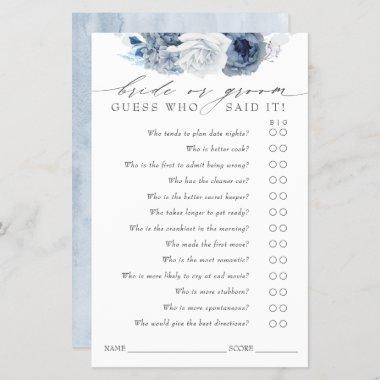 Guess Who Bride or Groom - Dusty Blue Game Invitations