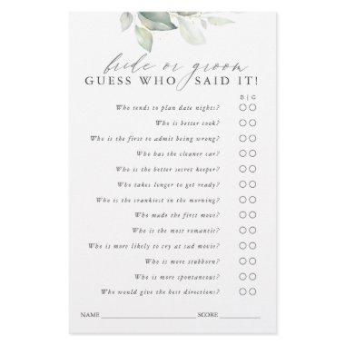 Guess Who Bride or Groom - Greenery Game