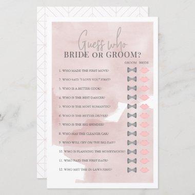 Guess Who Bride or Groom Pink Bridal Shower Game