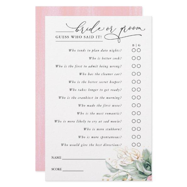 Guess Who Bride or Groom - Succulents Game
