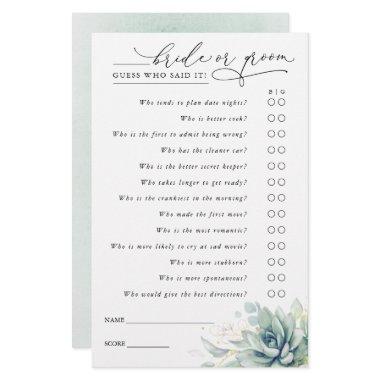Guess Who Bride or Groom - Succulents Game