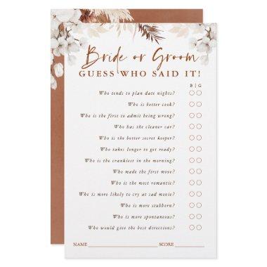 Guess Who Bride or Groom - Terracotta Floral Game