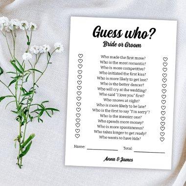 Guess Who Bride Or Groom Wedding Game