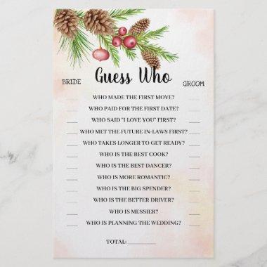 Guess Who Christmas Bridal Shower Game Invitations Flyer
