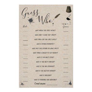 Guess Who Greenery Pen & Inkwell Shower Game Invitations Flyer