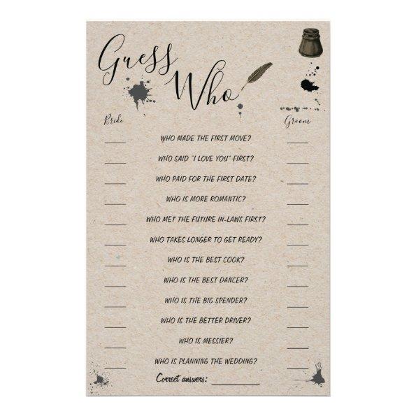 Guess Who Greenery Pen & Inkwell Shower Game Invitations Flyer