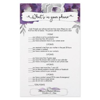 Guess who + phone games, purple gray floral 3963